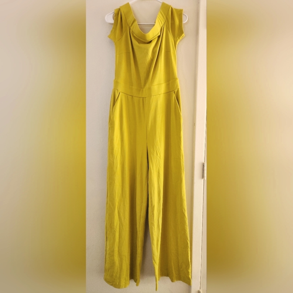 New York & Company Women's Halter  Jumpsuit SG1 Yellow Medium